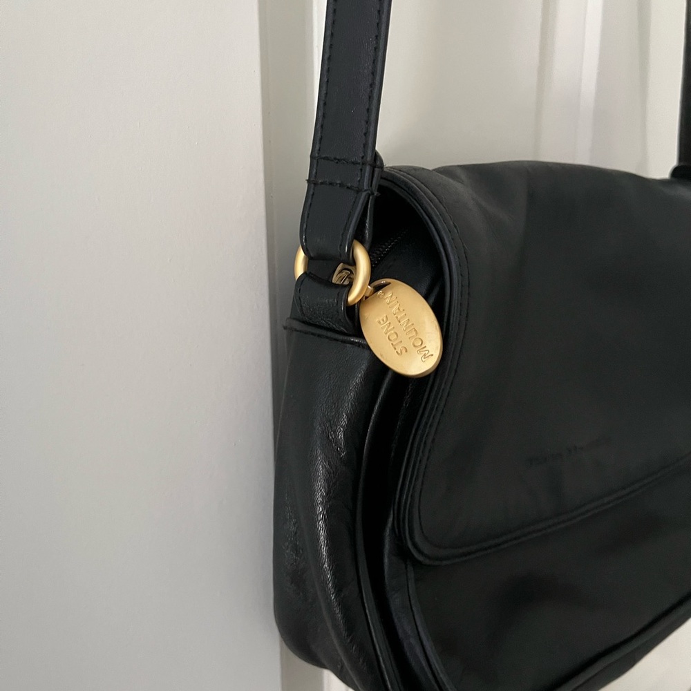 Vintage Stone Mountain Black Soft Leather Crossbody Purse Shoulder Bag USA made - Picture 16 of 16